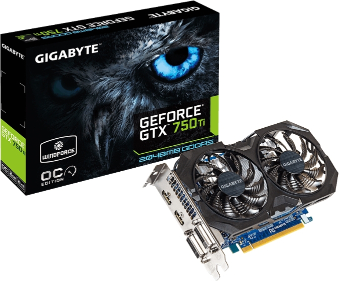 GIGABYTE GeForce GTX 750 Ti 1059Mhz PCI-E 3.0 2048Mb 5400Mhz 128 bit 2xDVI 2xHDMI HDCP