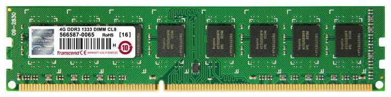 Transcend 4GB DDR3-1333MHz PC10600, CL9, 1.5V