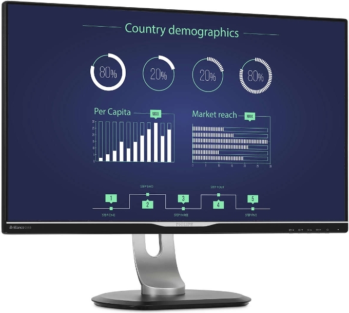 Monitor Philips 258B6QUEB / 25.0" IPS W-LED 2560x1440 WQHD / 5ms GTG / 350cd /  DCR 20 Mln:1 / Super Narrow Border /