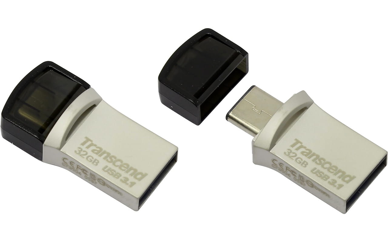 USB Transcend JetFlash 890 32GB / OTG / USB3.1 + Type-C / Silver