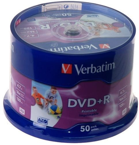 Printable 50*Cake DVD+R Verbatim, 4.7GB, 16x