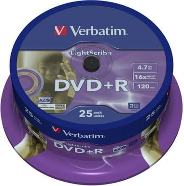 25*Cake DVD+R Verbatim, 4.7GB, 16x, 43500