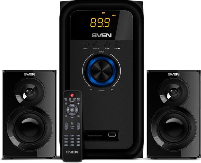 Speakers Sven MS-2051 / 2.1 / RMS 55W / Bluetooth / FM-tuner / USB & SD card / Black