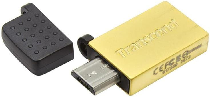 USB Transcend JetFlash 380 64GB / OTG / USB2.0 + Micro-USB / Gold
