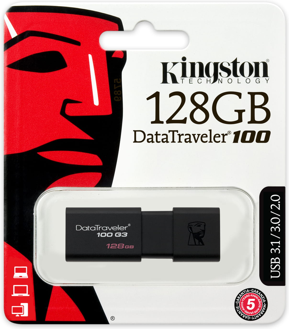 USB Flash Kingston DataTraveler 100 G3 / 128Gb / DT100G3/128GB / Black