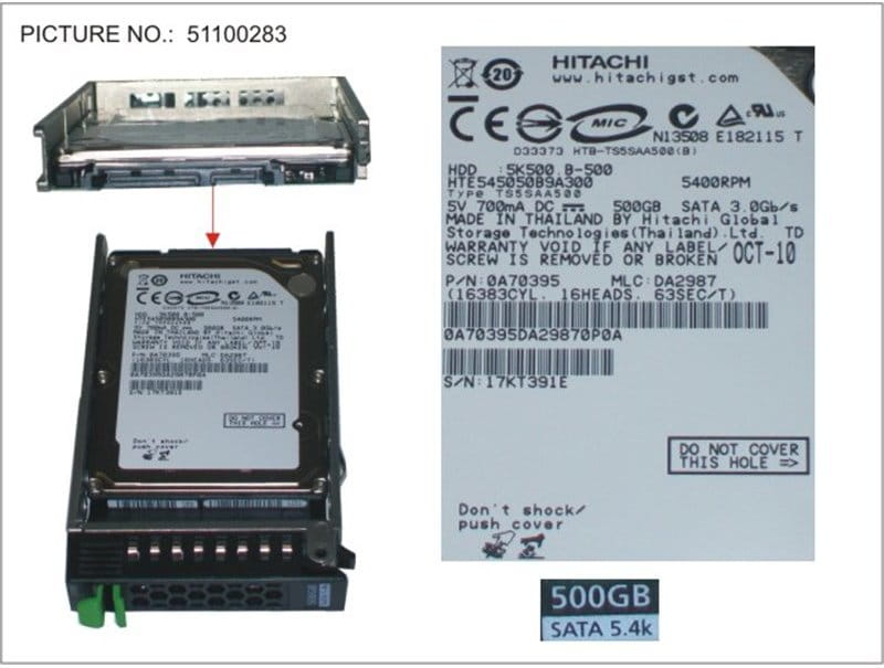 HDD Fujitsu / 500GB / 5.4K / 2.5" ECO / HOT PLUG