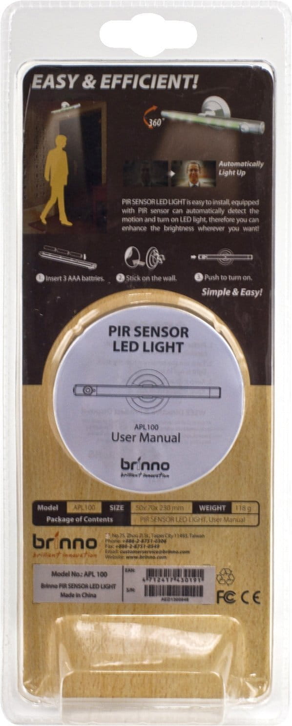 Brinno APL100 LED PIR Sensor Stick Light 6" LEDs / White