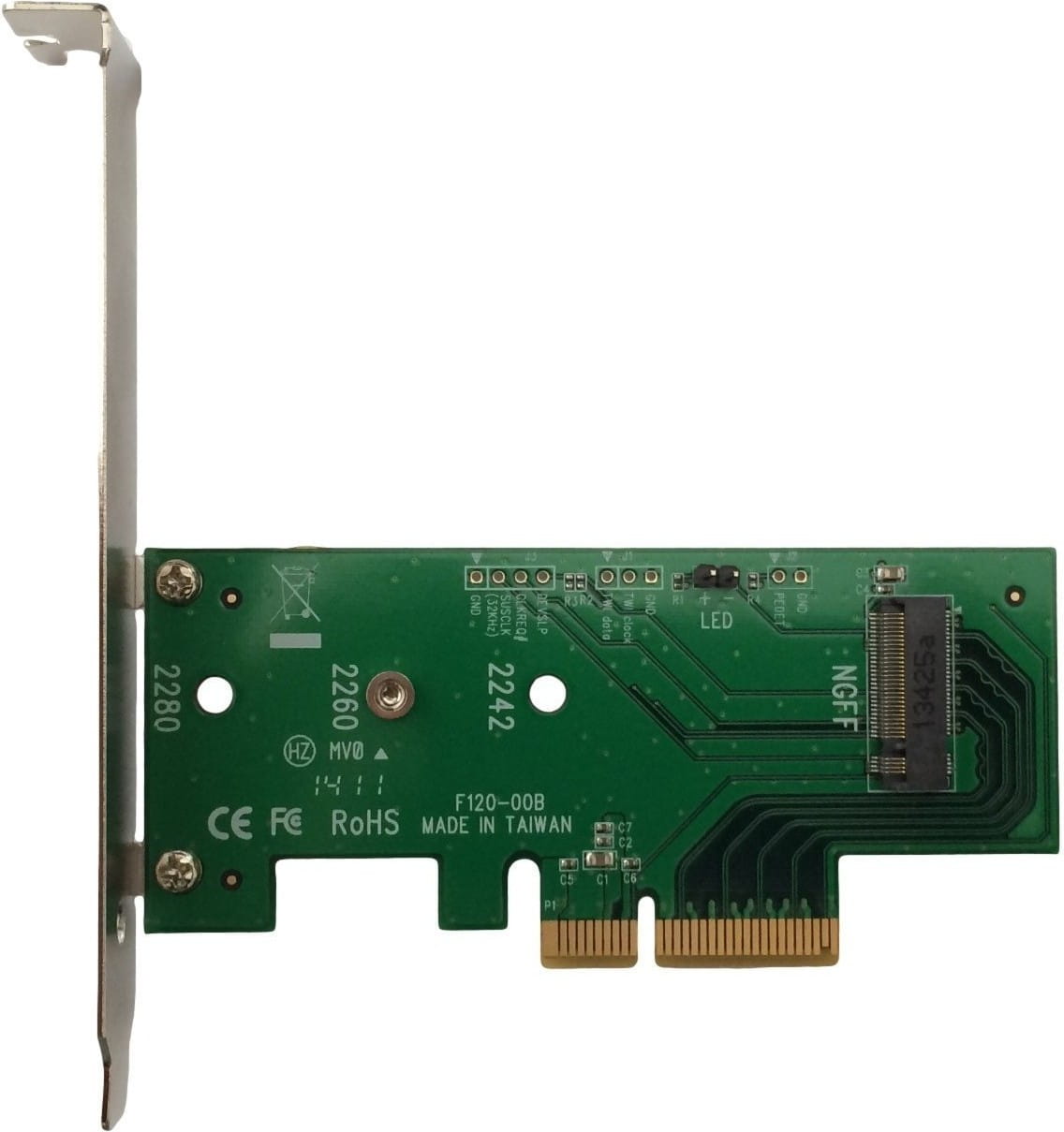 LyCOM DT-120 / PCIe 3.0 x4 Host Adapter for M.2 NVMe PCIe SSD 80 / 60 / 42