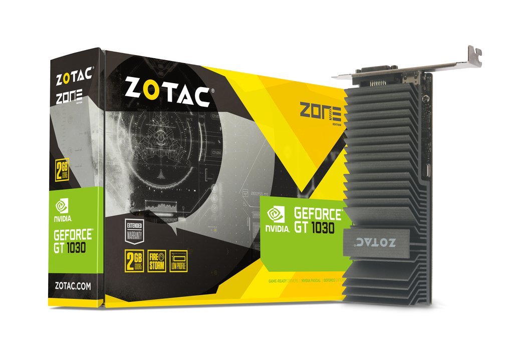 VGA ZOTAC GeForce GT 1030 Zone Edition / 2GB DDR5 / 64bit / Passive Heatsink / ZT-P10300B-20L