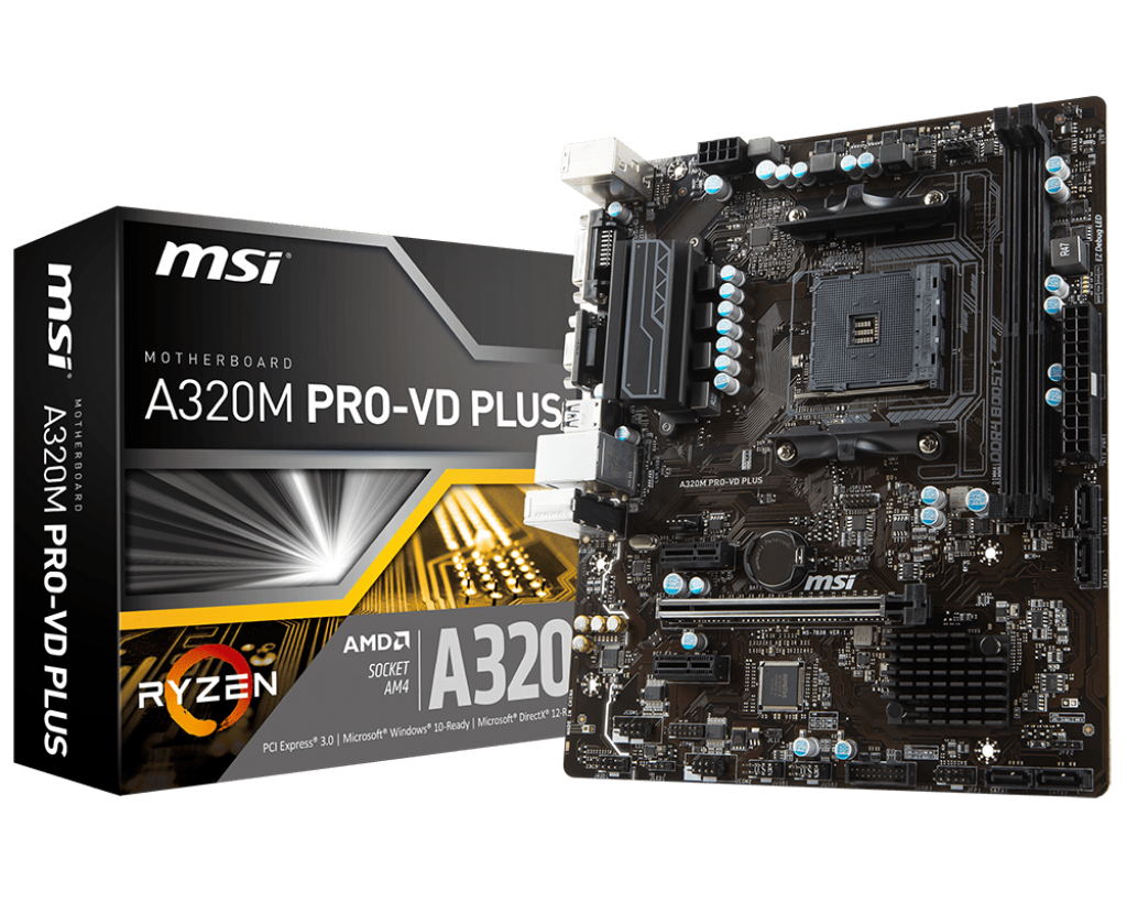 MB MSI A320M PRO-VD PLUS / Socket AM4 / AMD A320 / Dual 2xDDR4-3200 / APU AMD graphics / Military Class 4 / mATX
