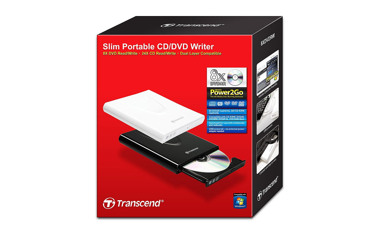 ODD Transcend TS8XDVDRW-K / External USB2.0 / Slim / DVD+-R/RW Drive /