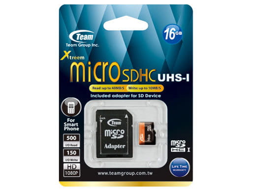 MicroSDHC Team Group 16GB / UHS-I / Class 10 / SD Adapter / TUSDH16GUHS03