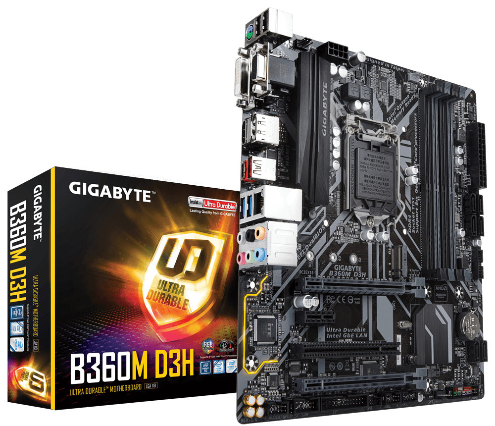 MB GIGABYTE B360M D3H / Socket 1151 / Intel B360 / Dual 4xDDR4-2666 / RGB Fusion / mATX /