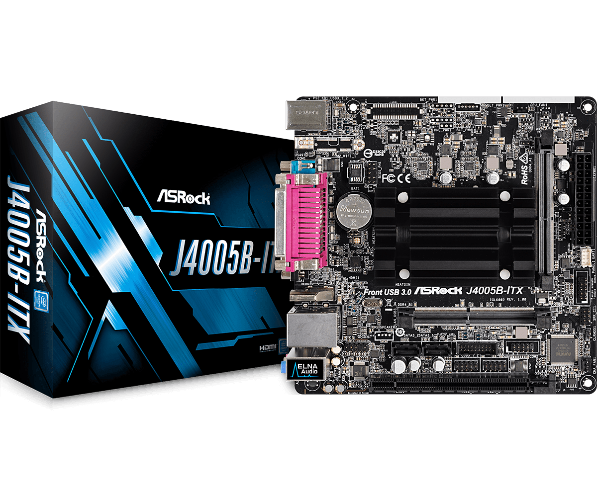 MB + CPU ASRock J4005B-ITX / Celeron J4005 / 2 x DDR4 SO-DIMM /