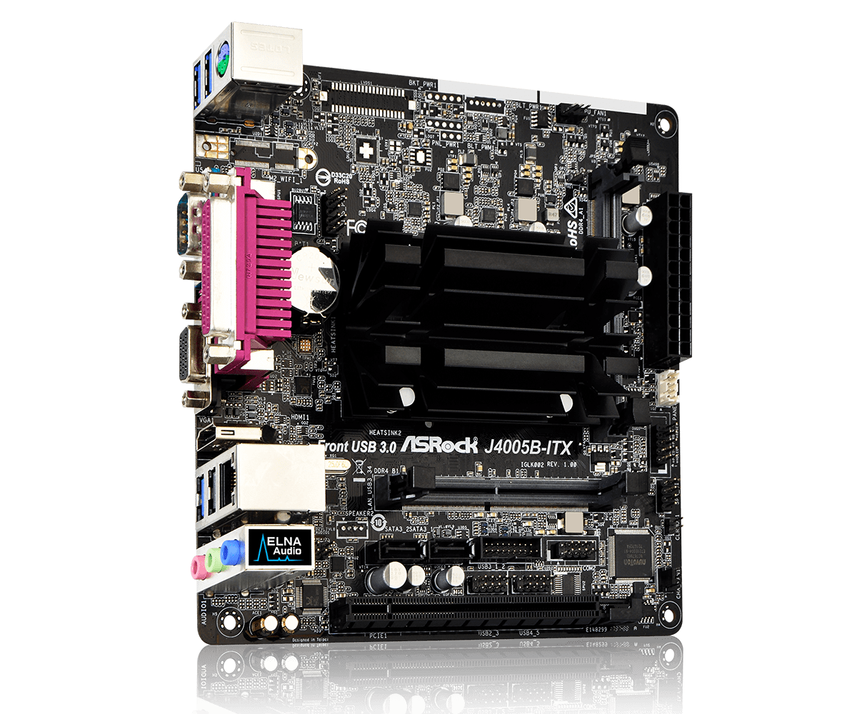MB + CPU ASRock J4005B-ITX / Celeron J4005 / 2 x DDR4 SO-DIMM /