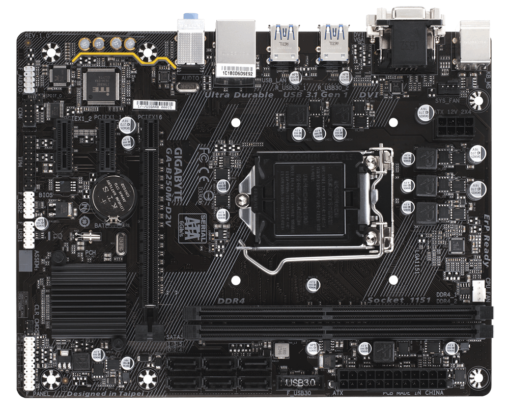 MB GIGABYTE GA-B250M-D2V / Socket 1151 / Intel B250 / Dual 2xDDR4-2400 / mATX