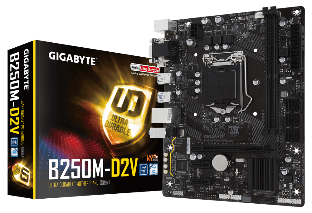 MB GIGABYTE GA-B250M-D2V / Socket 1151 / Intel B250 / Dual 2xDDR4-2400 / mATX