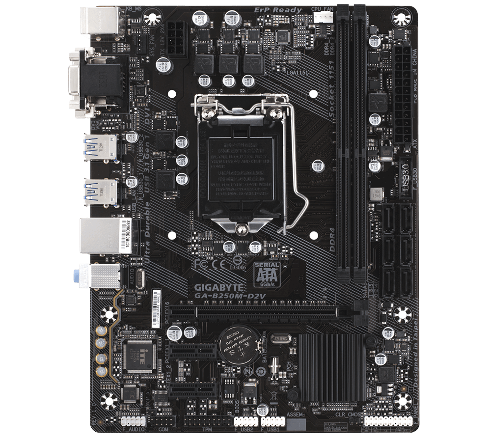 MB GIGABYTE GA-B250M-D2V / Socket 1151 / Intel B250 / Dual 2xDDR4-2400 / mATX