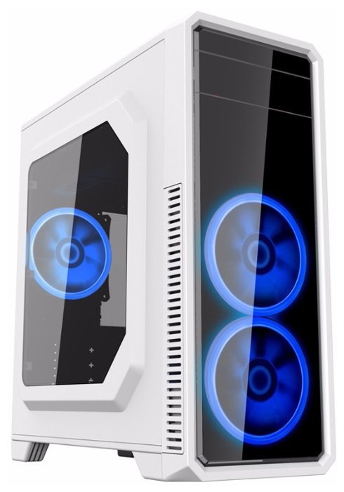Case GameMax G561 / ATX / Transparent side panel / 3 x 12cm Blue LED Ring-type Fans /