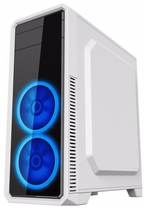 Case GameMax G561 / ATX / Transparent side panel / 3 x 12cm Blue LED Ring-type Fans / White