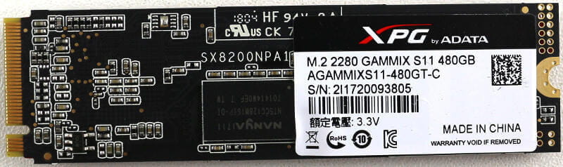 SSD ADATA XPG Gammix S11 / 480GB / M.2 NVMe / 3D TLC / SM2262