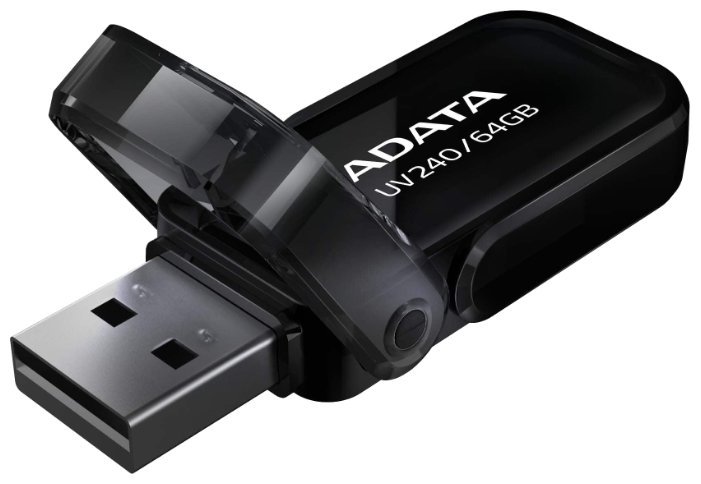 USB ADATA UV240 / 64GB / USB2.0 / Plastic / Flip Cap / Black