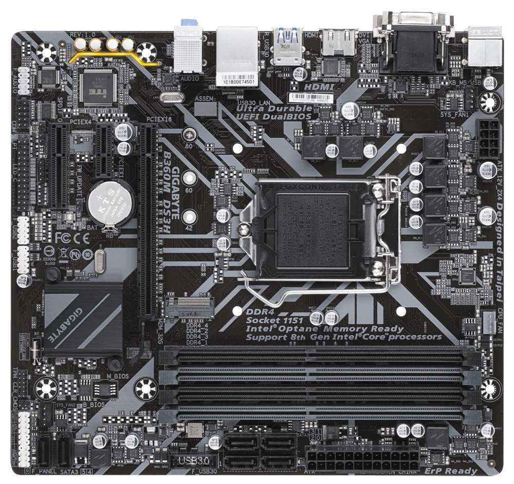 MB GIGABYTE B360M DS3H / LGA1151 / 4 x DDR4 DIMM / mATX / Intel B360 /
