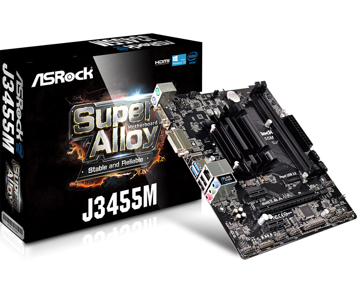 MB + CPU ASRock J3455M / Celeron APOLLO LAKE Quad-Core J3455 / S1150 / mATX /