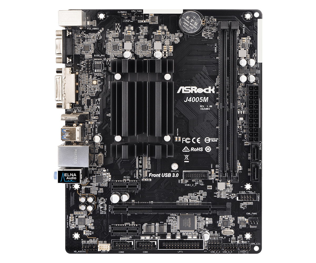 MB + CPU ASRock J4005M / Dual-Core J4005 / DDR4 / SATA3 / mATX /