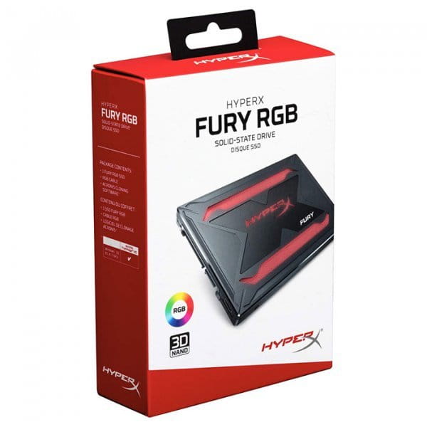 2.5" SSD Kingston HyperX FURY RGB / 240GB / SATAIII / 7mm / Controller Marvell 88SS1074 / 3D NAND TLC / SHFR200/240G /