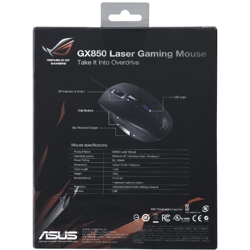 Mouse ASUS ROG GX850 / Rubber / Programmable buttons /