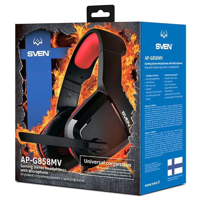 Headset Sven AP-G858MV / 108dB / Non-tangling cable / Red
