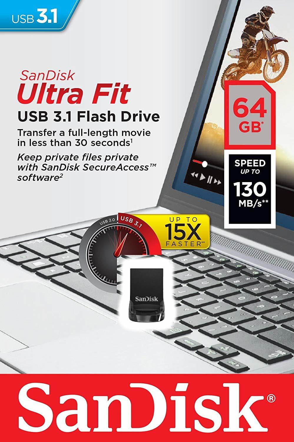 USB3.1 SanDisk Ultra Fit / 64GB / SDCZ430-064G-G46