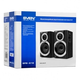 Speakers Sven SPS-619 / 2.0 / 20W / Black Silver