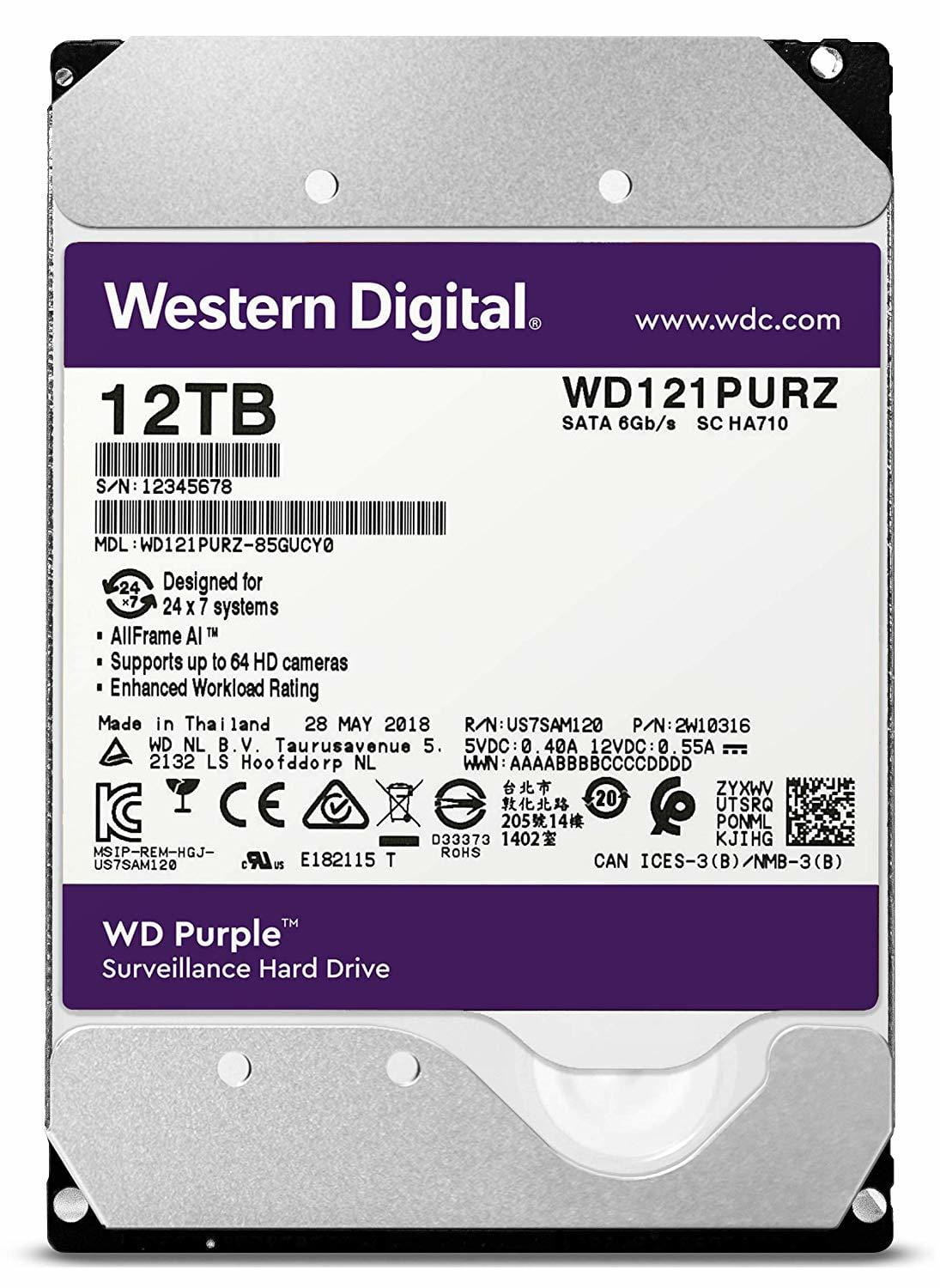 3.5" HDD Western Digital Purple / 12.0TB / 256MB / WD121PURZ /