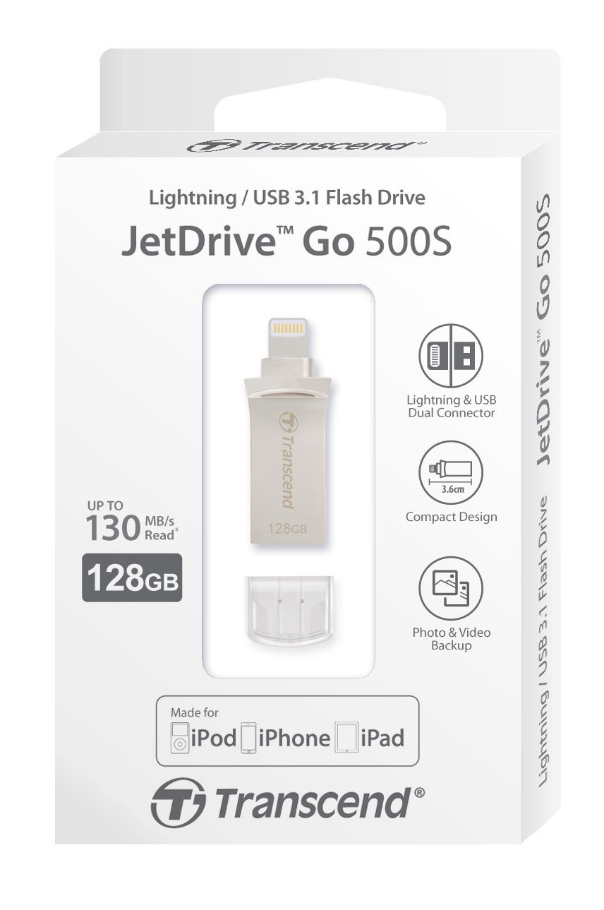 USB Transcend JetDrive Go 500 / 128GB / OTG / Lightning + USB3.1 /