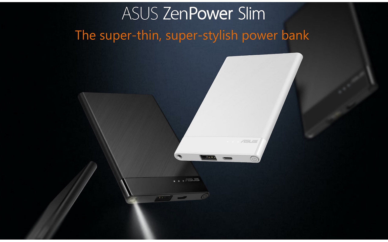 Power Bank ASUS ZenPower Slim ABTU015 / 4000 mAh / Li-Pol Cell / LED flash / 92gr /