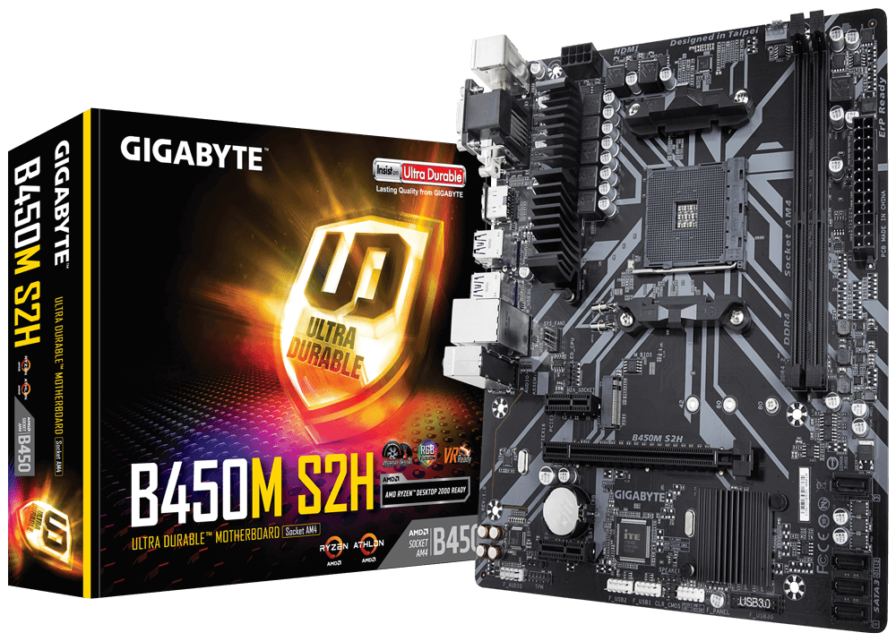 MB GIGABYTE B450M S2H V1 / Socket AM4 / AMD B450 / Dual 2xDDR4-3200 / mATX /