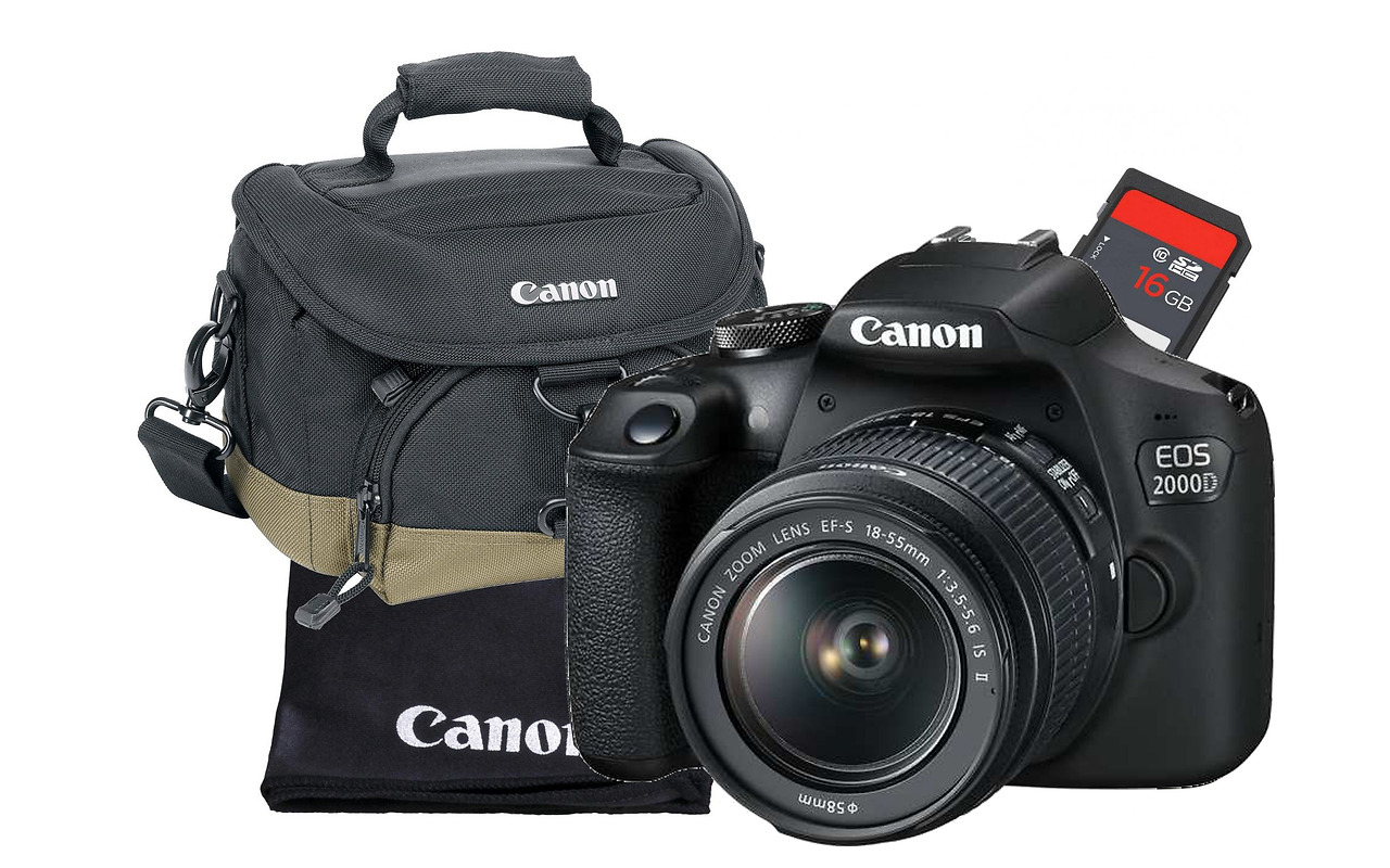 KIT Canon EOS 2000D + EF-S 18-55 IS + SB130 + 16GB /