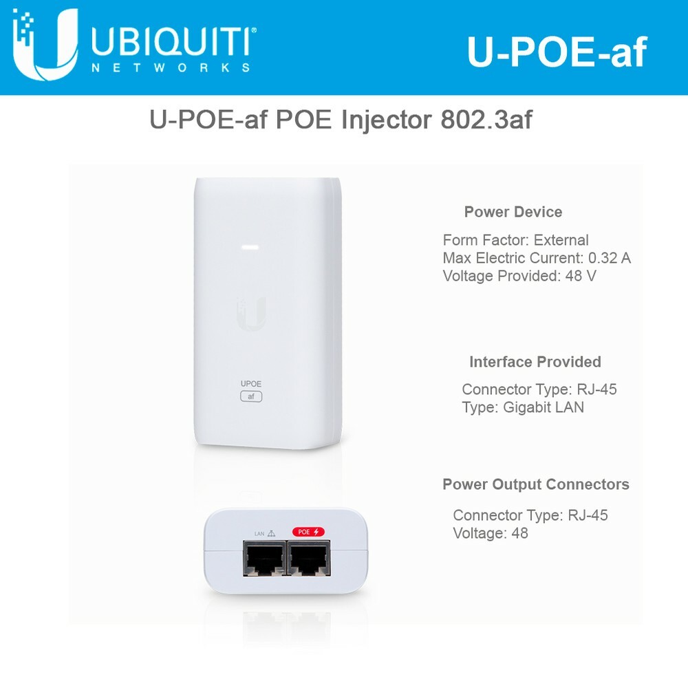 Ubiquiti / U-POE-AF / 802.3af POE Injector