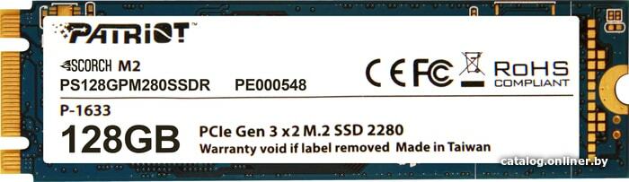 M.2 NVMe SSD Patriot Scorch PS128GPM280SSDR / 128GB / 2280 /