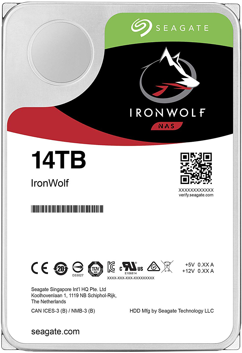 3.5" HDD Seagate IronWolf NAS / 14.0TB / 7200rpm / 256MB / ST14000VN0008