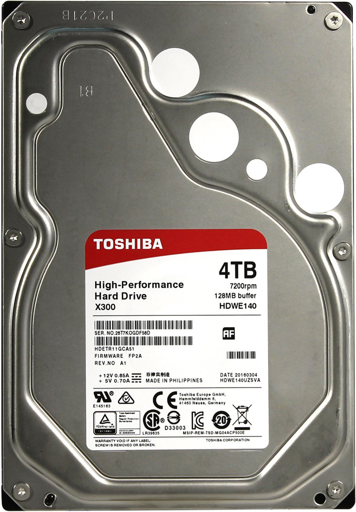 3.5" HDD Toshiba X300 High-Perfomance / 4.0TB / 7200rpm / 128MB / HDWE140UZSVA