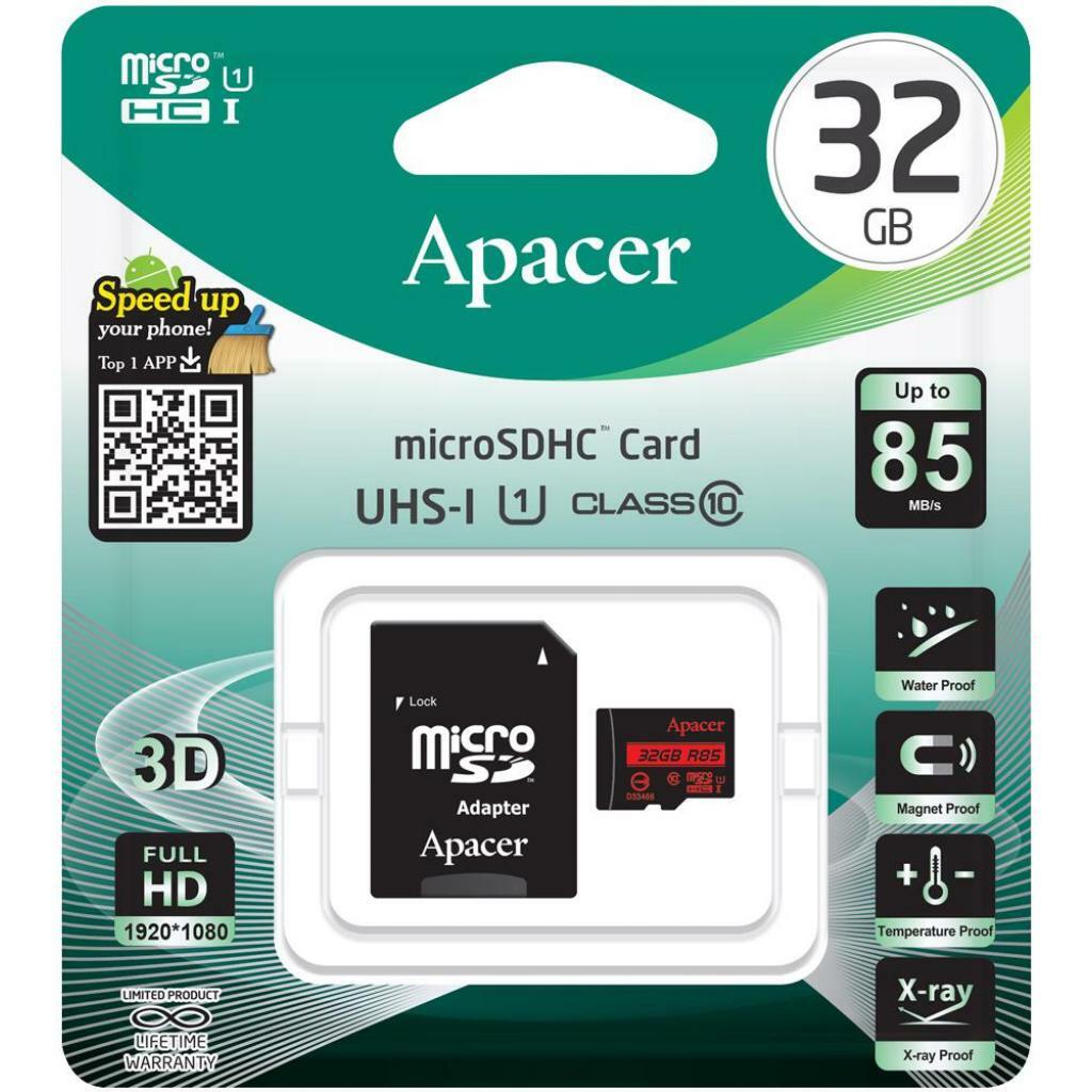 MicroSD Apacer 32GB / SD adapter / AP32GMCSH10U5-R /