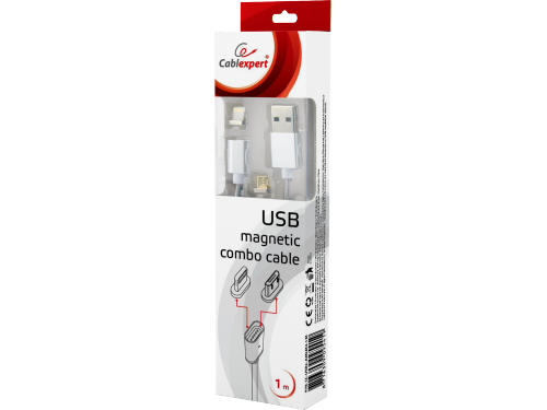 Cable Cablexpert CC-USB2-AMLM3-1M / 3 in 1 / Magnetic combo / 1.0m /