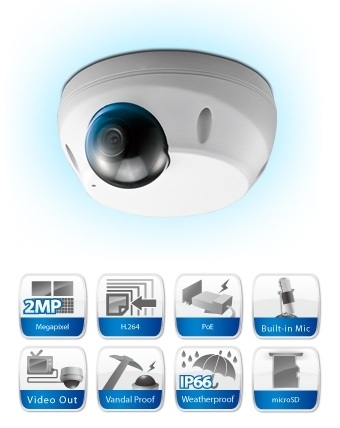 Camera COMPRO NC2200 / 2.0Mpixel / PoE / miniDome / Surveillance /
