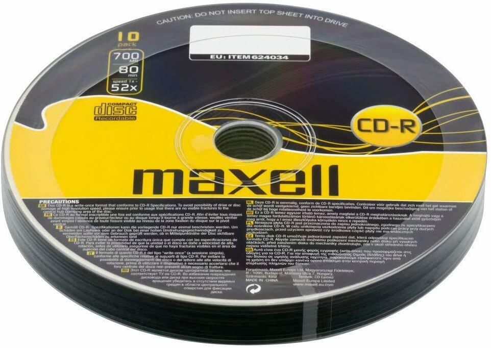 CD-R MAXELL 80 52x / 10xShrink / MX_624034.41.TE /