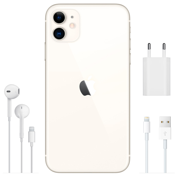 Apple iPhone 11 / 6.1" IPS 1792x828 / A13 Bionic / 4Gb / 64Gb / 3110mAh / White
