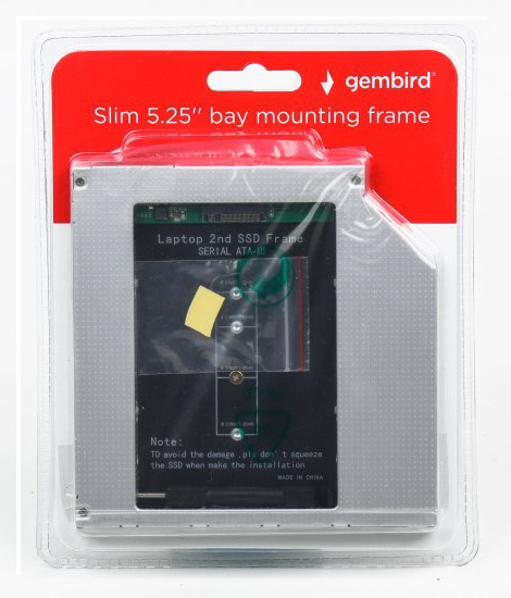 Gembird A-SATA95M2-01 / Slim mounting frame / M.2 to 5.25'' / up to 9.5 mm