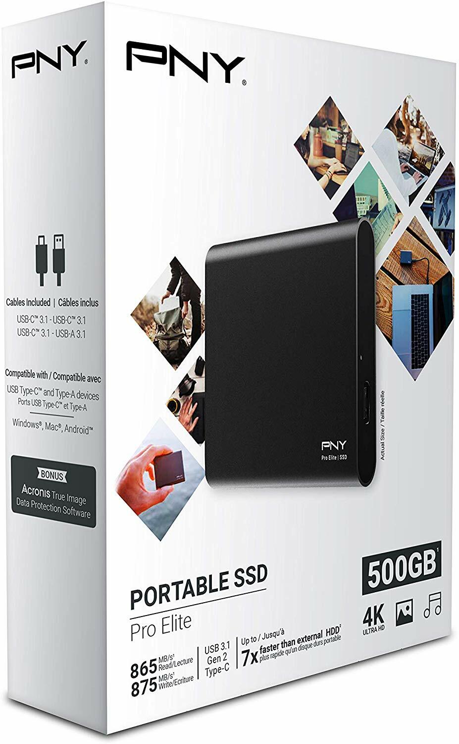 PNY ELITE Pro PSD0CS2060-500-RB M.2 External SSD 500GB USB 3.1 Gen 2 / Black